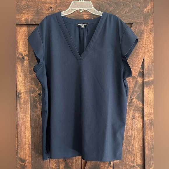 Hilary Radley Navy Blue Short Sleeve Pullover Blouse Women’s Size XL - Picture 1 of 11